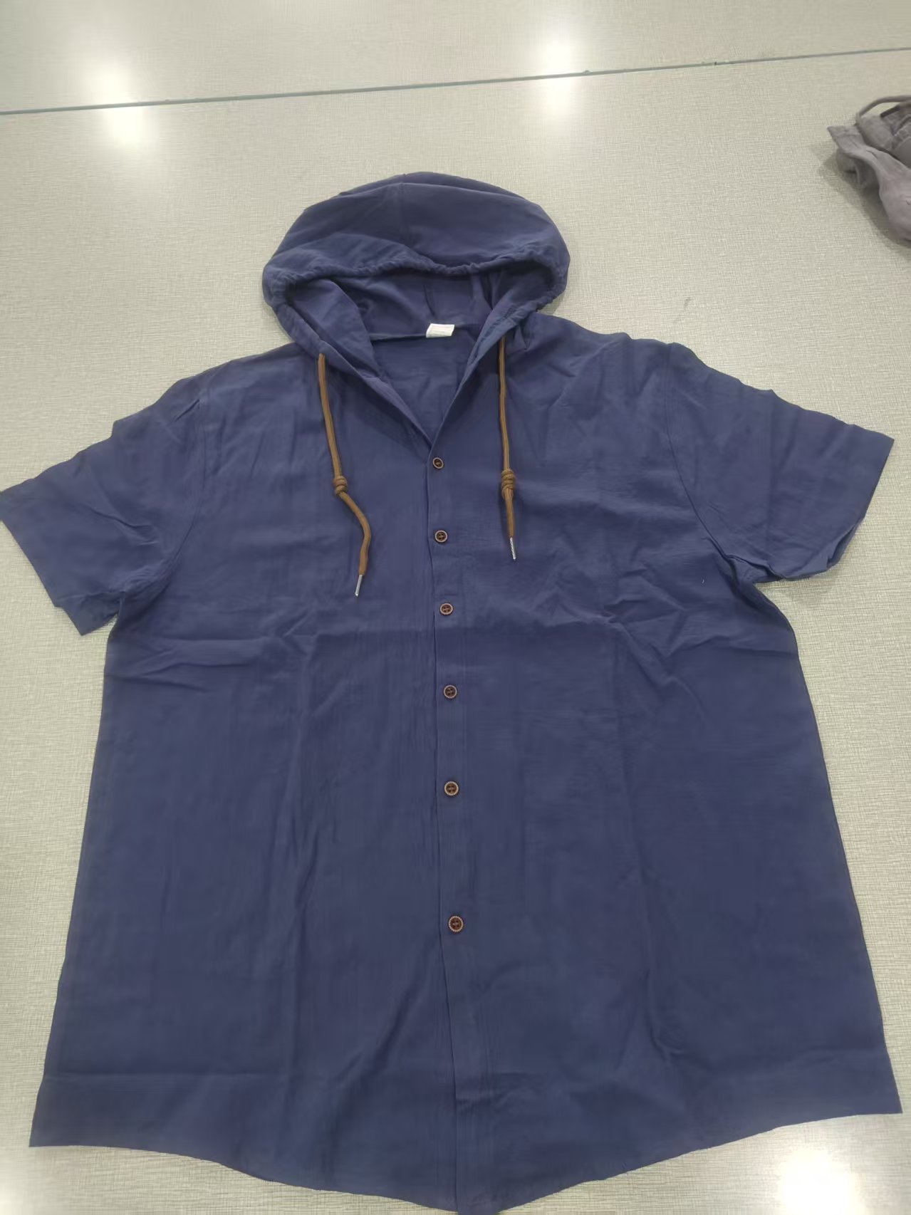 mens designer t shirt camisa de lino men dress shirt Men's Stylish Breathable Thin Hooded Short-Sleeved Cardigan Coat