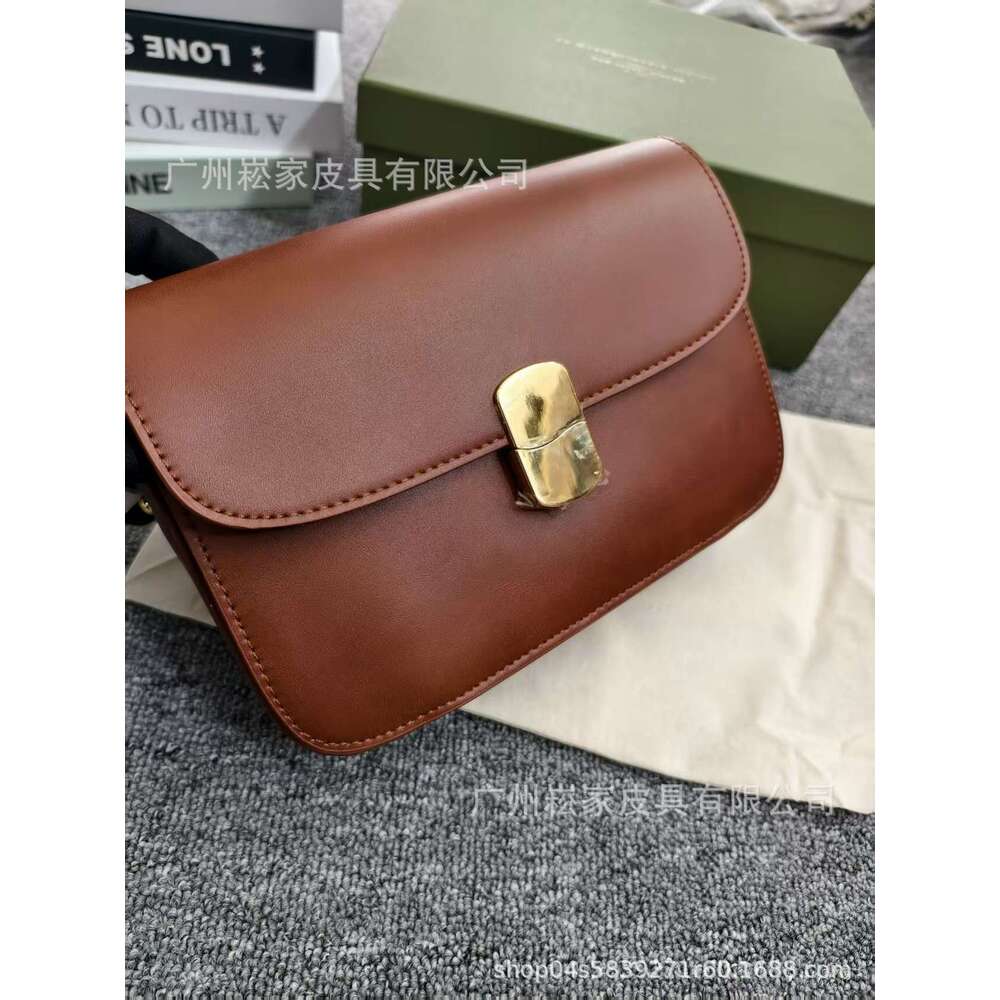 Women's Bags Designer Women's Bags Designer French Sezane Small Square Genuine Leather Melard Shoulder Tote Bag With Metal Lock
