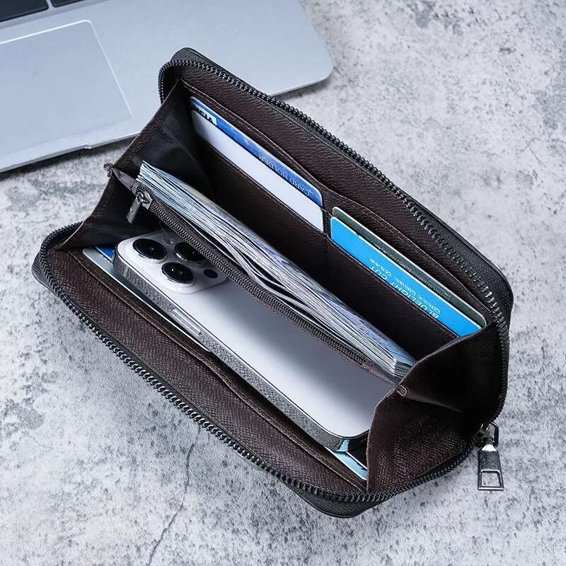 Men Long Large Capacity Multiple Slots Canvas Zippered Purse Business Handbag Card Holder Wallet Coin Bag