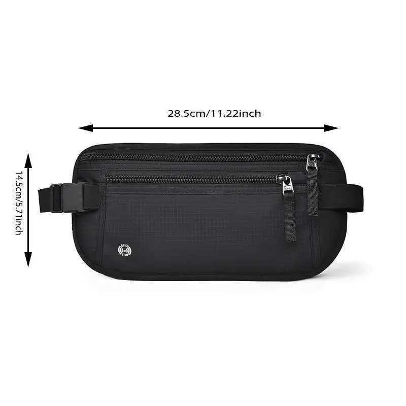Travel Waist Bag Money Belt Slim Passport Holder RFID Blocking Travel Invisible Pouch Protect Travel DocumentsW250604