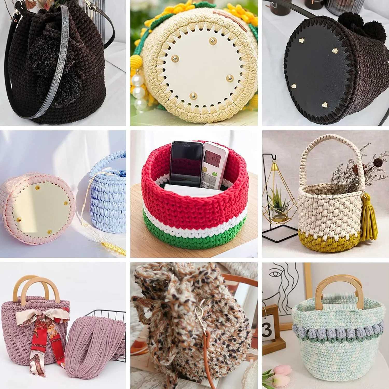 1-4Pcs Round PU Leather Bag Bottom Knitting Crochet Bags Bottom Shaper Pad Cushion Base for DIY Handbag Purse Making Supplies W250604