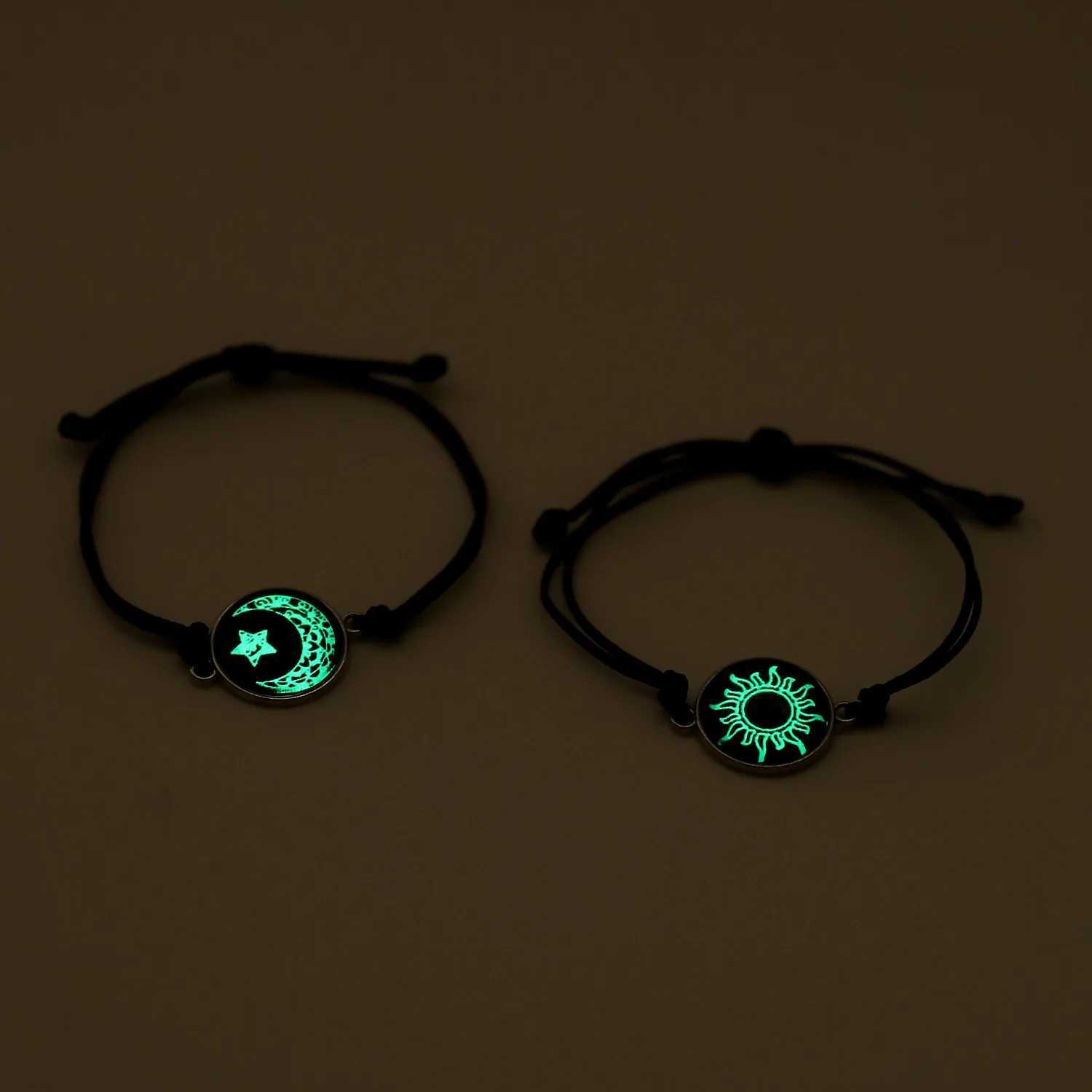 New Arrival Romantic Luminous Sun Moon Couple Bracelets for Women Men Handmade Braided Rope Matching Bracelet Valentines Day Jewelry Gifts V250604