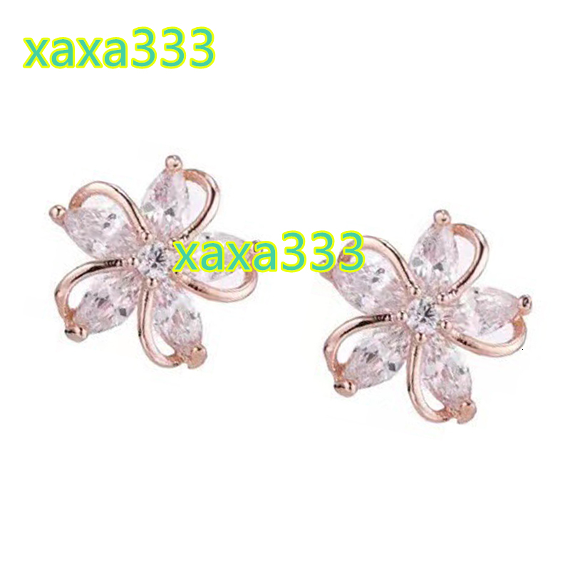 Han style diamond five petal earrings; Simple earrings; Simple fashion; Trendy elegance; Ladies gift.