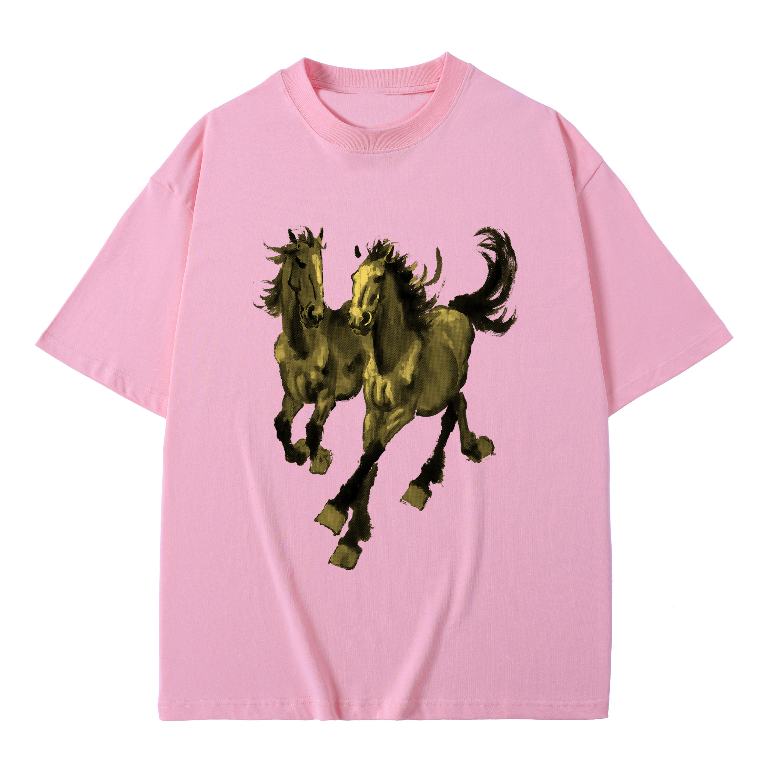 T-shirt men's top designer cotton T-shirt Silver the golden Steeds short sleeved clothing high-quality fashionable T-shirt BROADTRUE