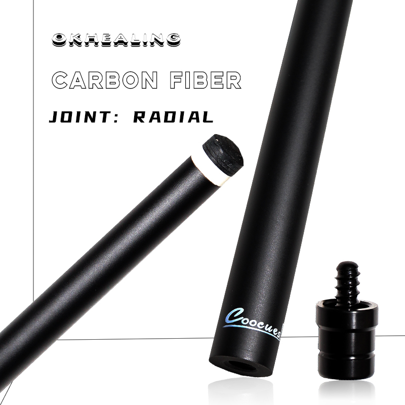 OKHEALING Radial Pin Joint Carbon Fiber Pool Cue Single Shaft, Customized Tip 9.5mm, 11mm, 11.8mm, 12mm, 12.4mm, 13mm, Low Deflection Technology, Ultr