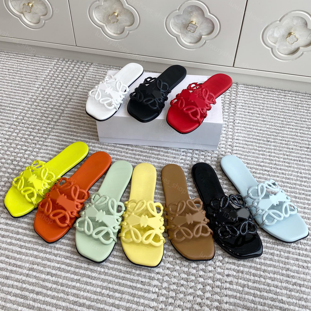 Summer Slippers Designer Luxury Women Petal Anagram Leather Slides Casual Walking Flip Flops Rubber Sandals Shoes Slip On Lady Beach Slippers Flat slippers 35-42