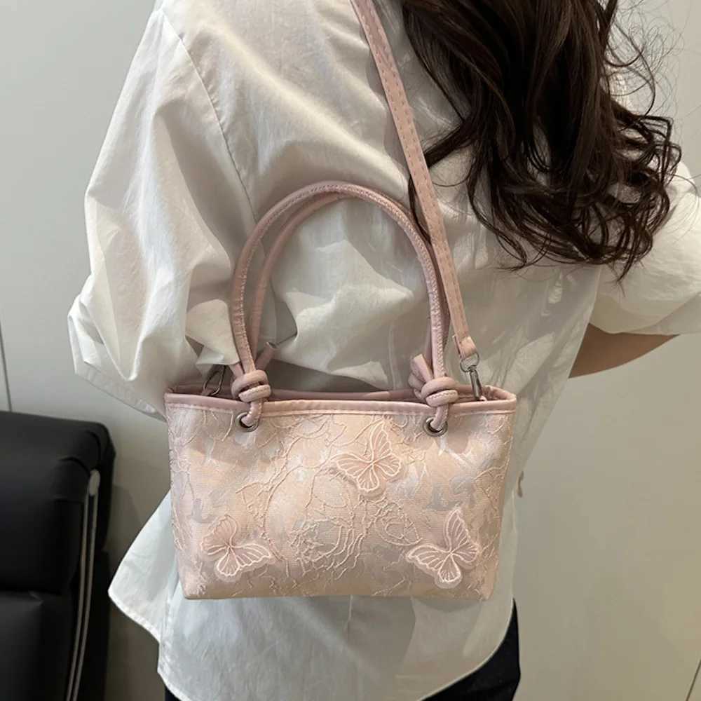 Beautiful lace butterfly trendy embroidery handbag fashionable summer large-capacity elegant single-shoulder crossbody bag A-DH XJ250604