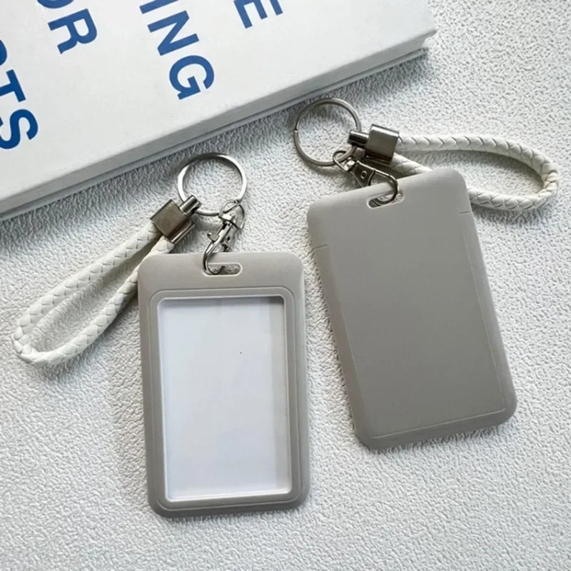 1Pc Macaron Bus ID Card Protective Cover Cases Student Meat Keyring Campus Access Door Credit Holder Bag Set Key Chain 250605