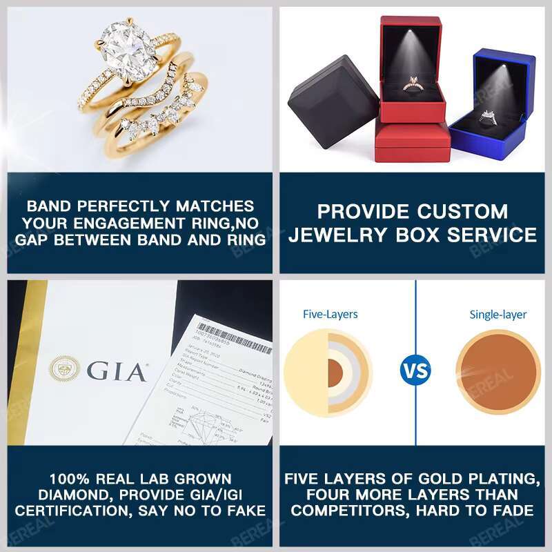 Custom Vvs Lab Grown Created Diamond Wedding Ring Band Women Set 10K 14K 18K Solid Gold Cured Eternity Wedding Ring Fine Jewelry