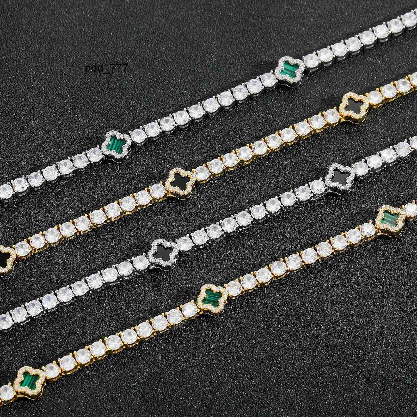 Ins style four leaf clover diamond set tennis chain necklace for women exquisite and high-end feeling collarbone chain accessory new product