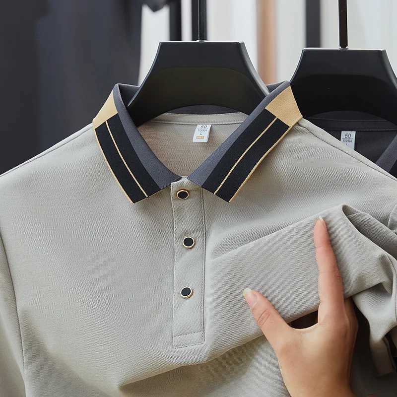 New Summer Solid Color Short Sleeved T-shirt with Collar Embroidery for Mens POLO Loose Business Mens Base Top XJ250605