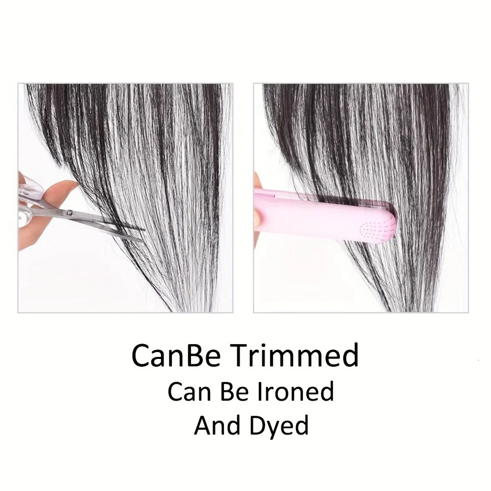 100% Human Hair Clip In Bangs Look Hair Accessories Clip In Hair Extensions Invisible Hair Bangs With Sideburns For Daily Use 250529
