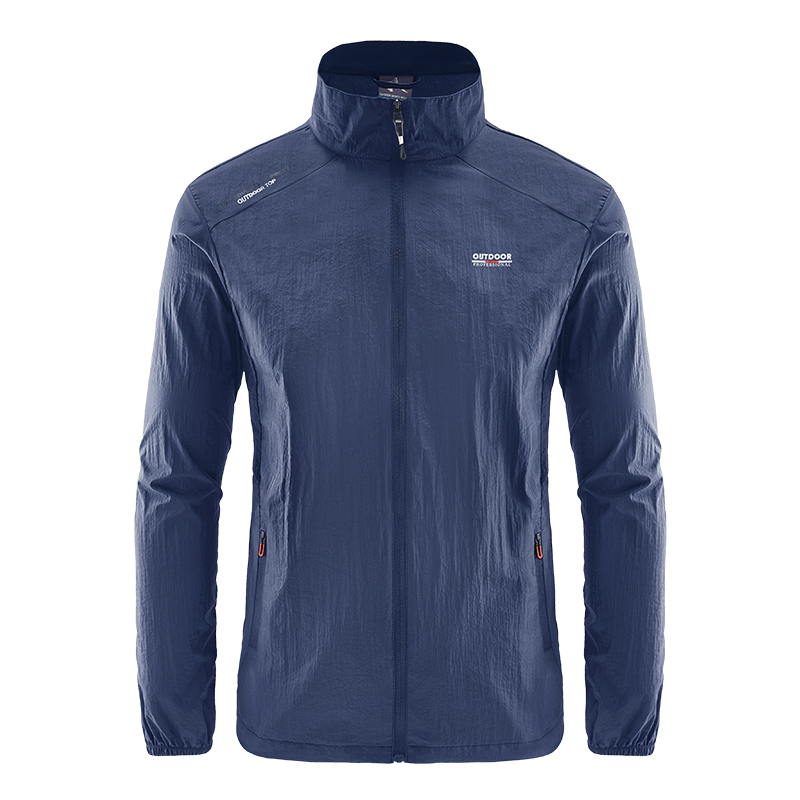 Sunscreen clothes, ice silk men's summer new fashion outfit, thin outdoor jacket, UV resistant sunscreen shirt, fishing sunscreen suit