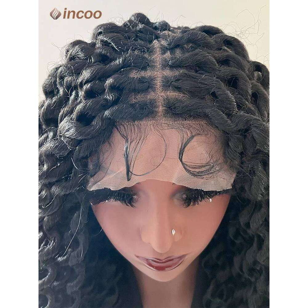 22" Curly Locs Synthetic Dreadlock Cheap On Clearance Sale Box Braids Hair Wig Full Lace Braided Wigs For Black Women