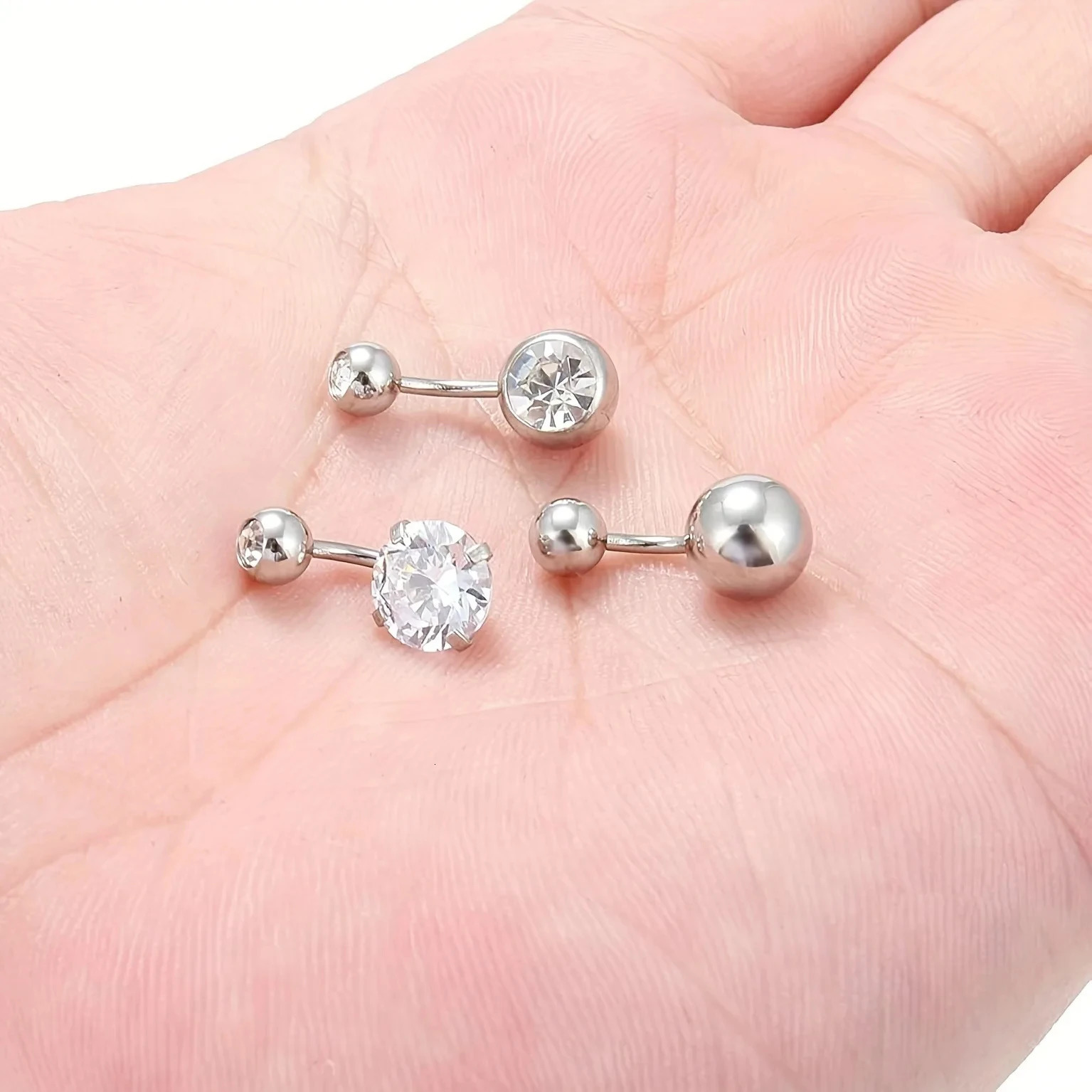 4 Pcs Belly Button Rings 10MM Stainless Steel 14G CZ Navel Rings Barbells Studs Women Girls Body Piercing Jewelry 250530