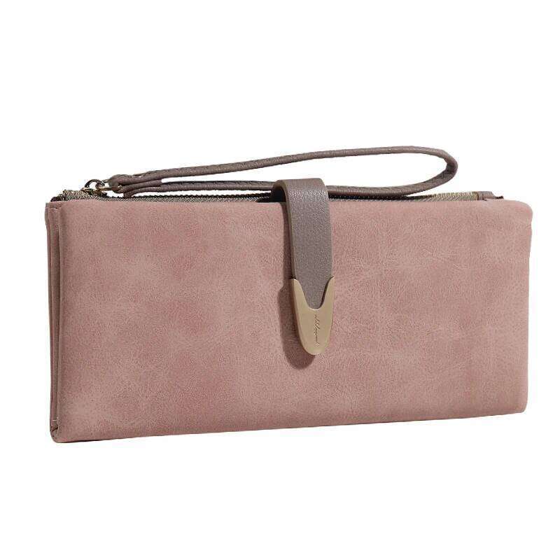 New autumn winter long purse women Europe and the United States retro PU zipper buckle handbag simple fashion trend street p