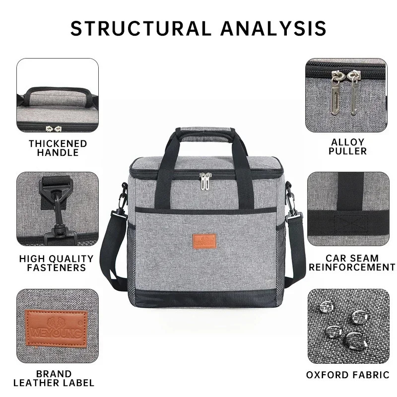 25L Large Capacity Insulated Cooler Bag Foldable Ice Box for Camping Beach BBQ Picnic Leakproof Portable Freezer Lunch Tote 250604