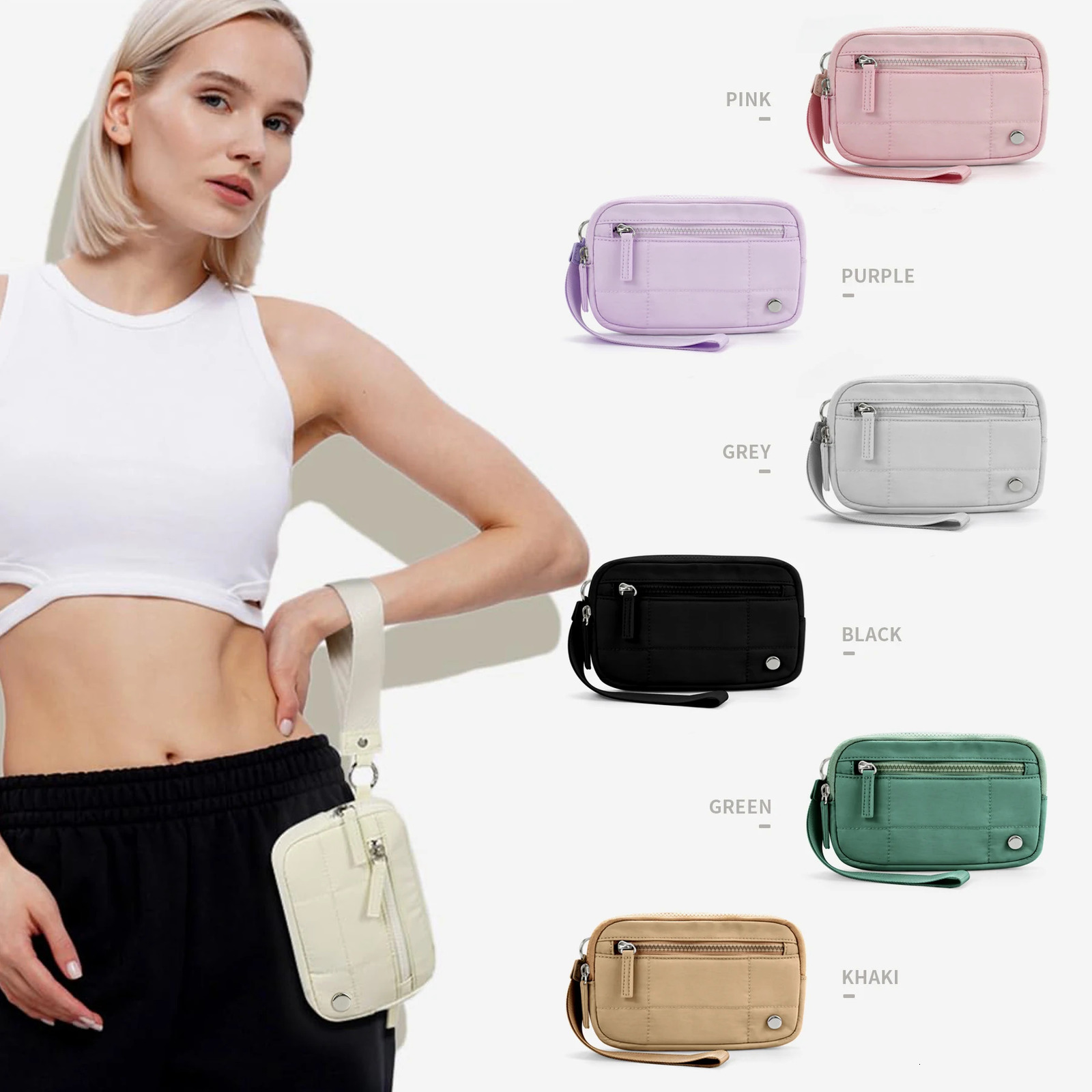 Puffer Wristlet Wallets for Women Nylon Quilted Wallet with 3Zipper Purse Travel Credit Card Holder Phone Organizer 250605