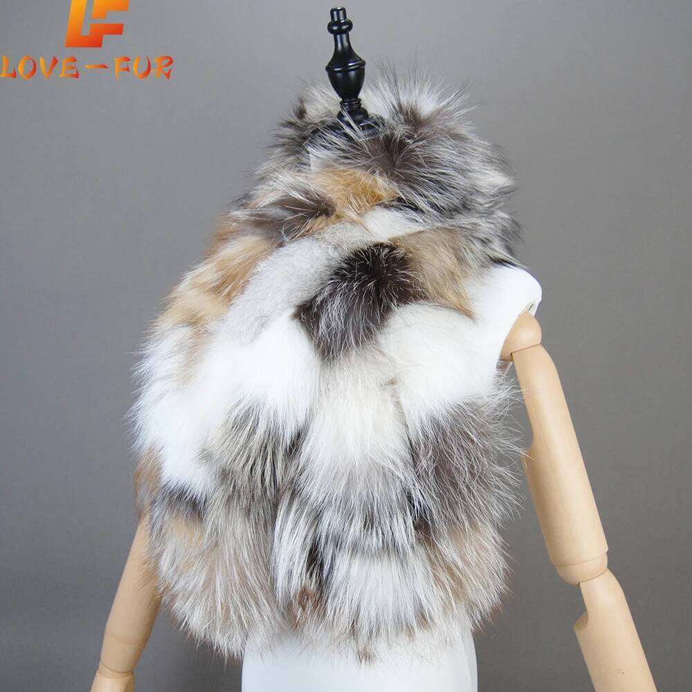 Hot Sale Winter Warm Natural Scarf Ring Knit Fox Lady Fashion Neckerchief Scarves Women Real Fur Bandana
