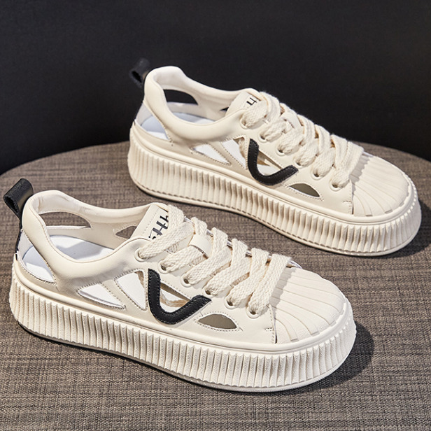 Designer casual shoes White Sneakers for Women 2025 Summer New Breathable Sports Shoes Korean Style Versatile Casual Non-Slip Soft Sole Hollow Out San