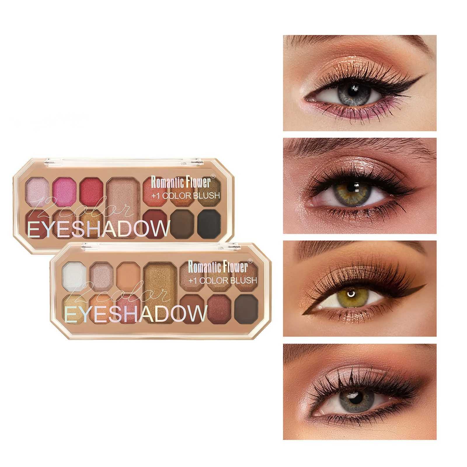 2 Color Eyeshadow Palette with Blush Long-Lasting Waterproof Face Makeup Set for Daily Use Makeup Tray And Eyeshadow Box W250605
