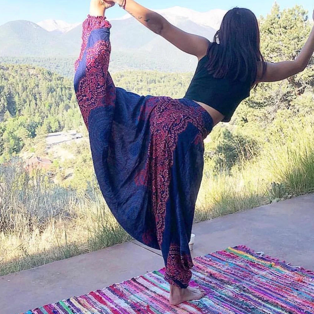 Bohemian Pants Women Pantalones Mujer Hippie High Waist Rayon Harem Baggy Boho Yoga Beach Wear For Printed Feminine Calca 250604