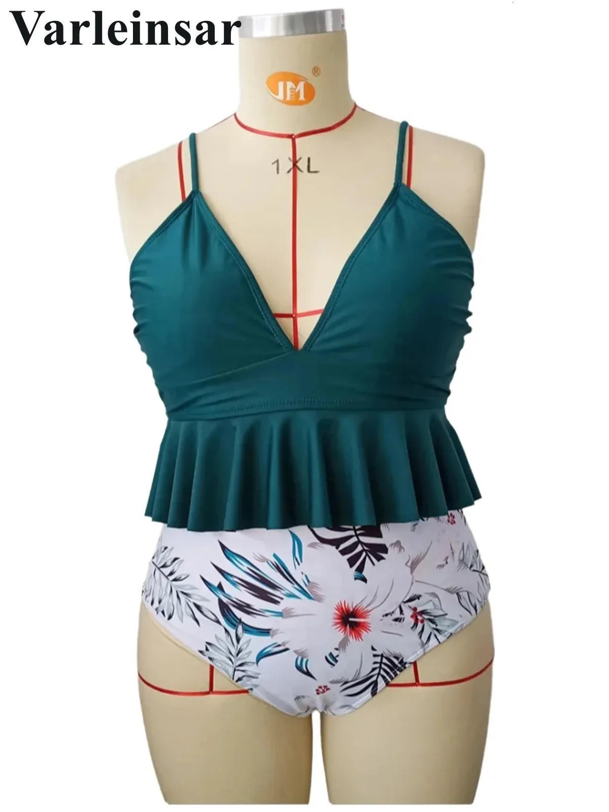 0XL 4XL Printed Bikini Large Size Swimwear Plus Women Swimsuit Female Twopieces set Bather Bathing Suit V67 250603