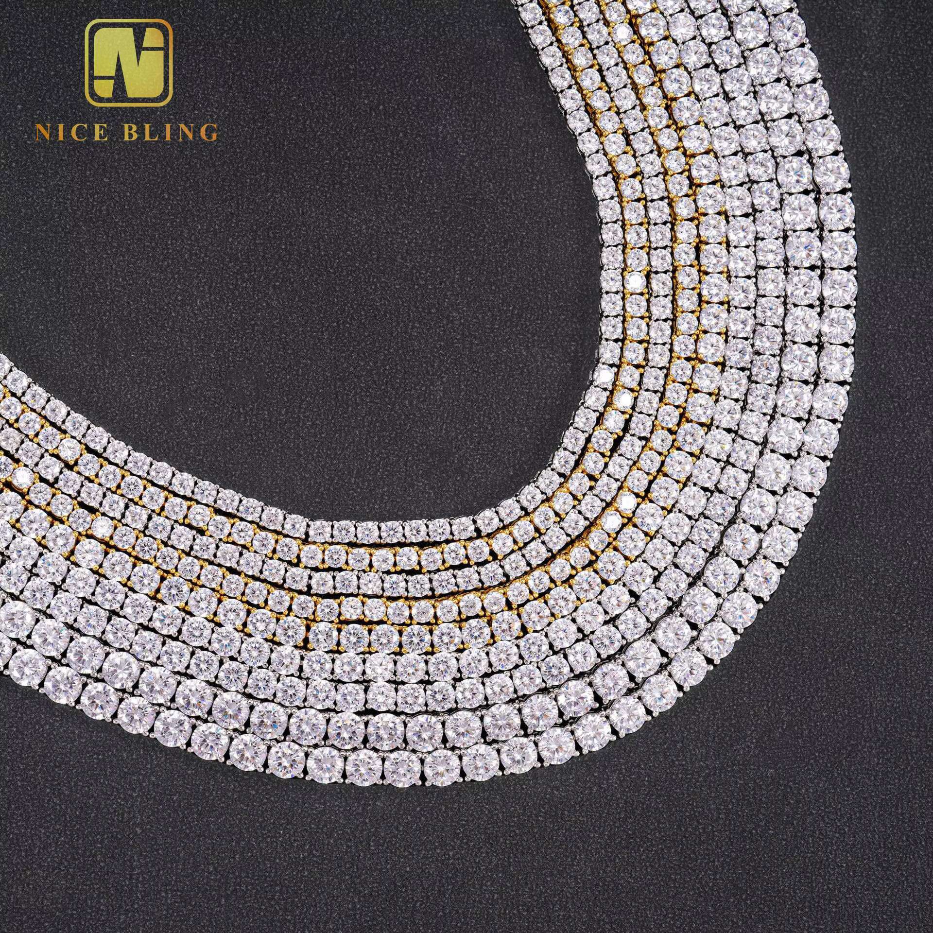Manufacturer Direct Selling Cheap Price 925 Silver Cubic Moissanite Diamond Chain Necklace Hip Hop Jewelry Iced Out Tennis Chain