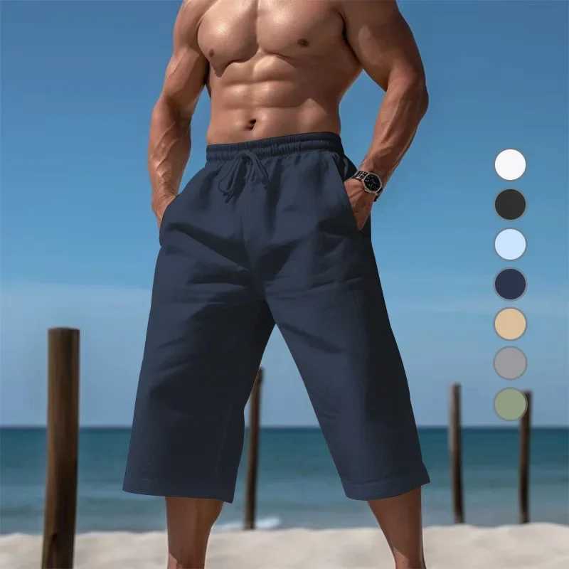 Summer Fashion Mens Loose and Breathable Capri Pants Mens Casual Breathable Shorts Men Clothing Gym Shorts XJ250605