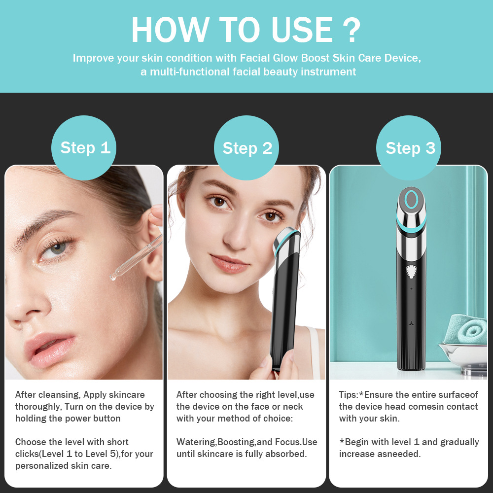 Pore Convergence Beauty Instrument Household Face Introducer Firming Blue Light Electronic Beauty Instrument EMS Microcurrent