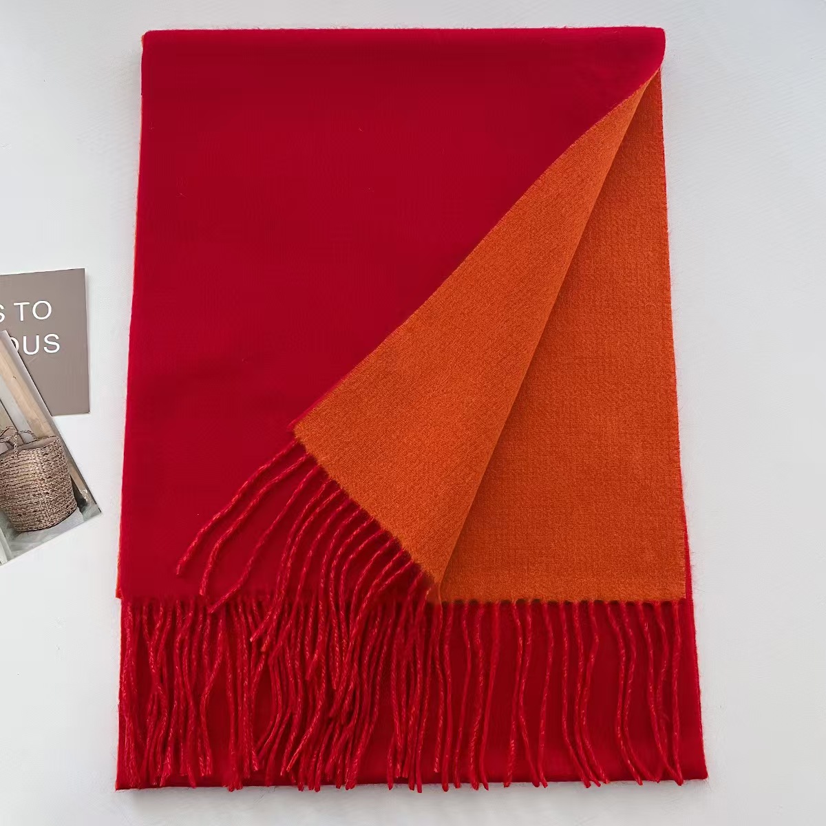 T887 wool scarf female winter student versatile male warm shawl dual-use couple birthday gift tassel neck scarf