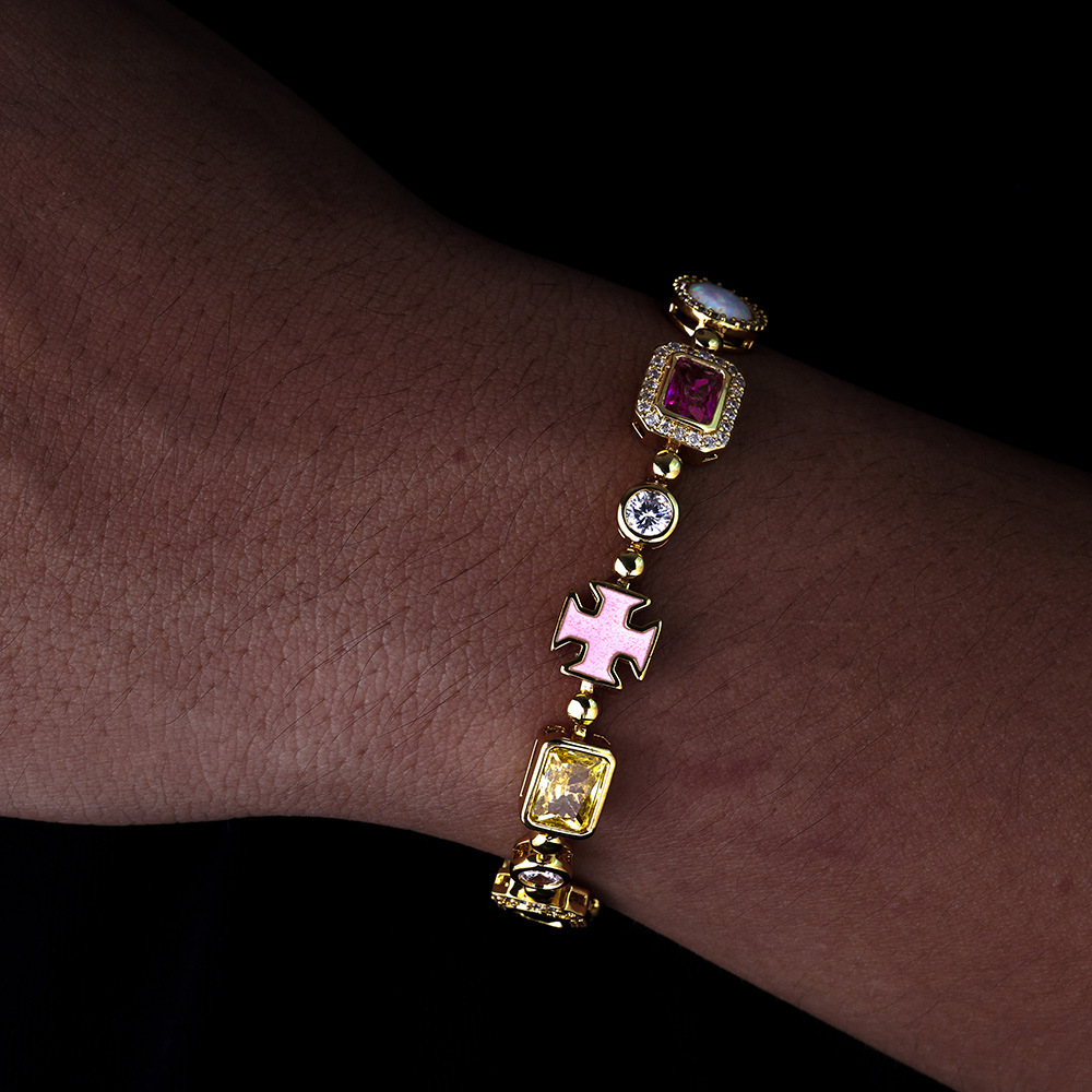 Hip Hop Colorful Jewelry Bracelet for Women Accessories High-end Moissanite Mens Bracelet