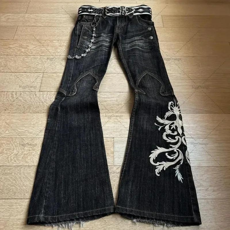 Street HipHop Fashion Slim Clothing American Retro Harajuku Y2K Casual Versatile Jeans FloorMopping Pants Women 250604