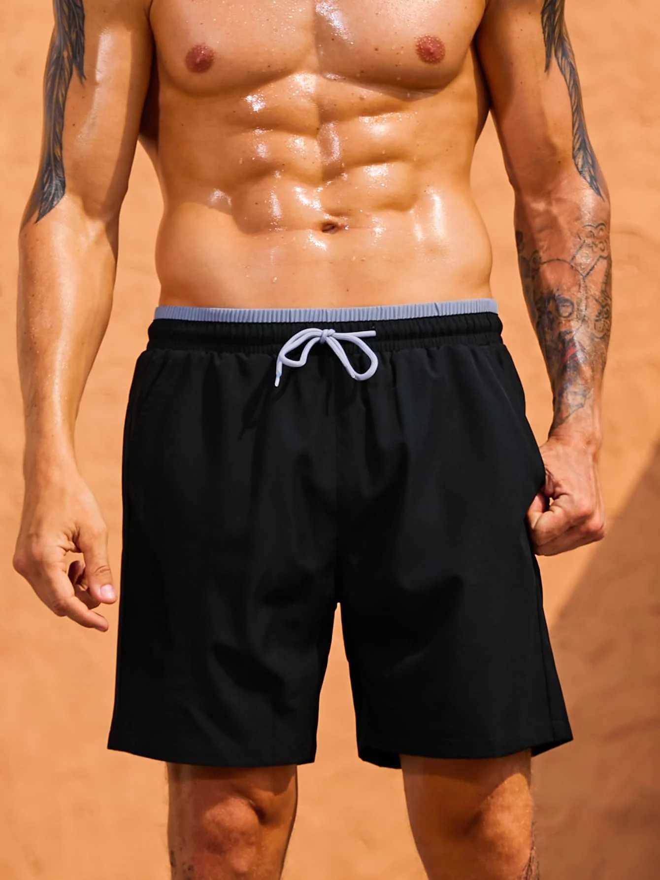 Summer Mens Beach Trousers Double Layer Design Anti-Embarrassment Casual Sports Shorts XJ250605