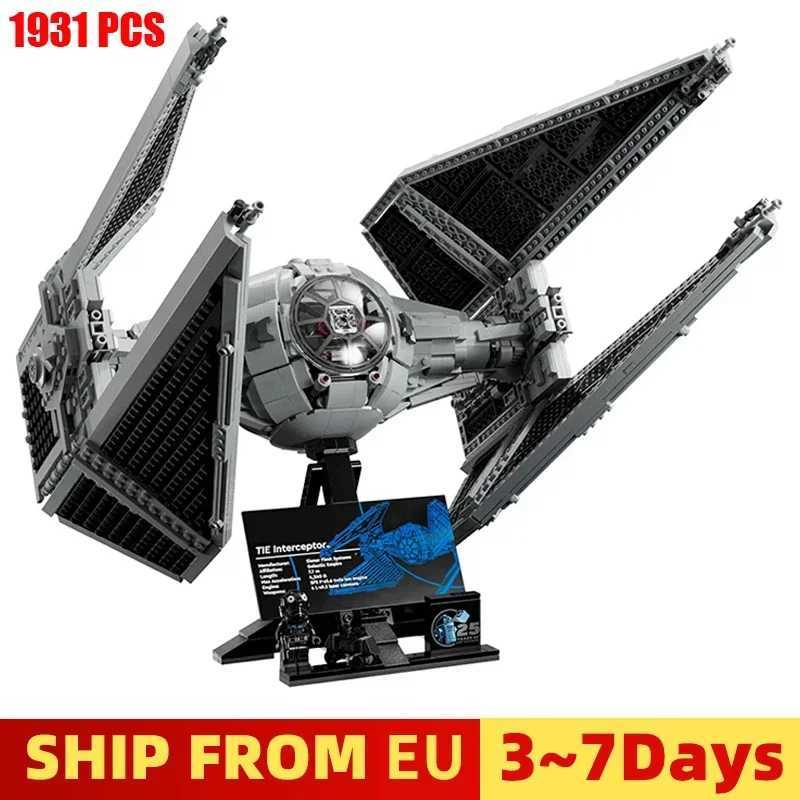 1931pcs Spaceship Tied Interceptord Building Blocks Spacecraft Fighters Model 75382 DIY Assembly Bricks Toys Kids Gift W250605