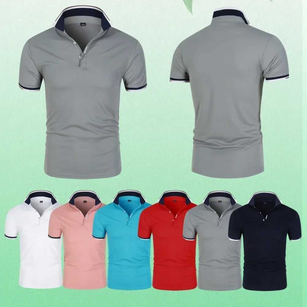 2024 Summer New Mens Casual Short-sleeved Polo Shirt Fashion Lapel T-shirt Breathable Mens Shirt Fashion Street Clothing XJ250605