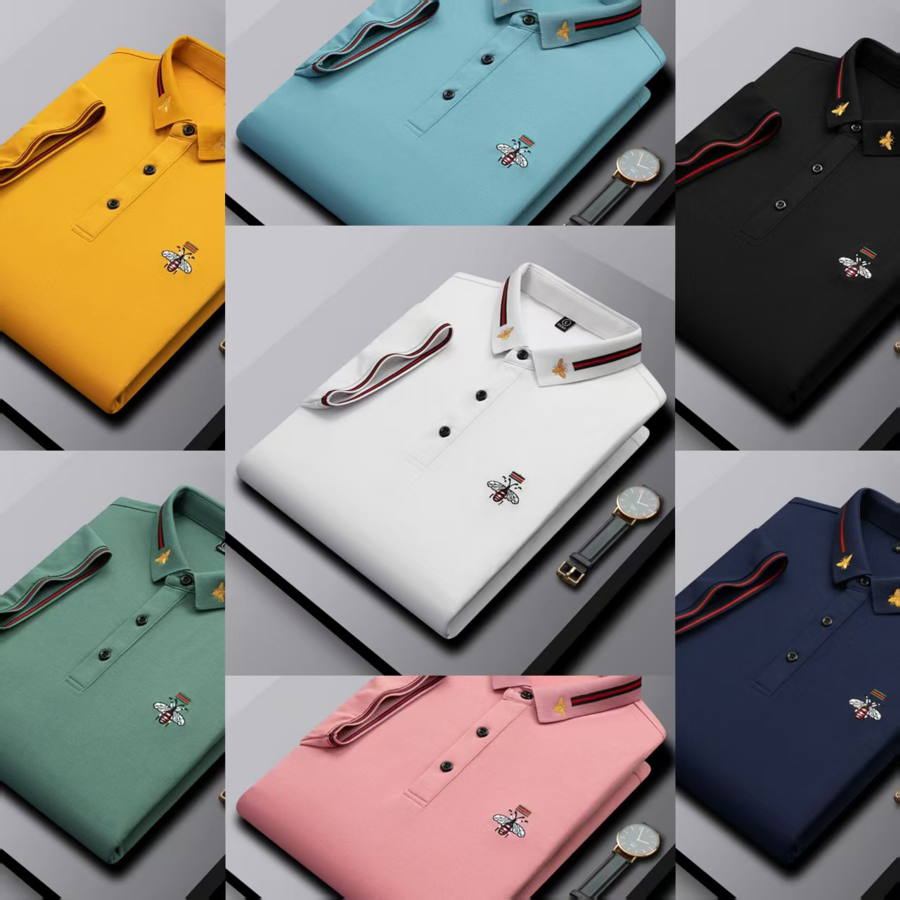 High 2025 end embroidered short sleeved cotton polo shirt men s T shirt Korean fashion clothing summer luxury top Asian size M L XL XXL 3XL 4XL