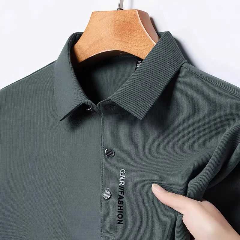 New Summer Mens Lapel Polo Shirt Luxurious Relief Fashion Short Sleeve High-Quality Slim Fit Comfortable Business Casual T-Shirt XJ250605