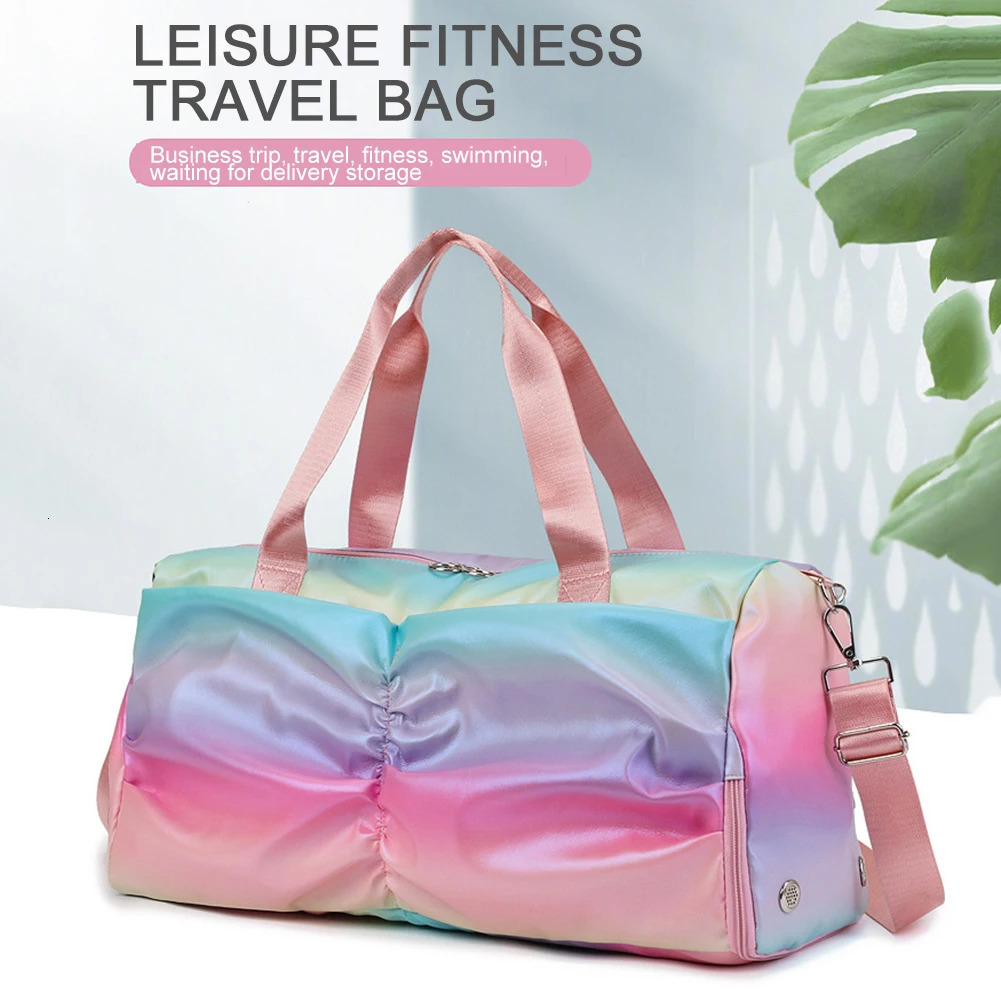 Women Gym Bag Waterproof Large Capacity Fitness Bag Adjustable and Detachable Shoulder Straps for Sleepovers/Trips/Sports/Dance 250530