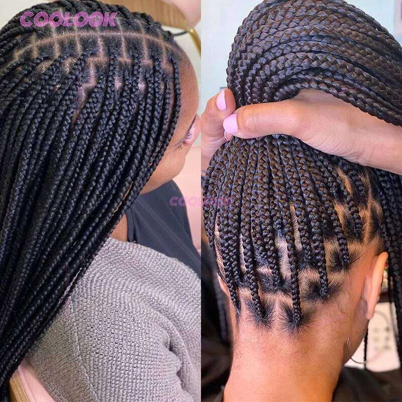 Cornrow Lace Synthetic For Black Women Knotless Box Braids Hair Twist Braid Wig Classic Braided Wigs
