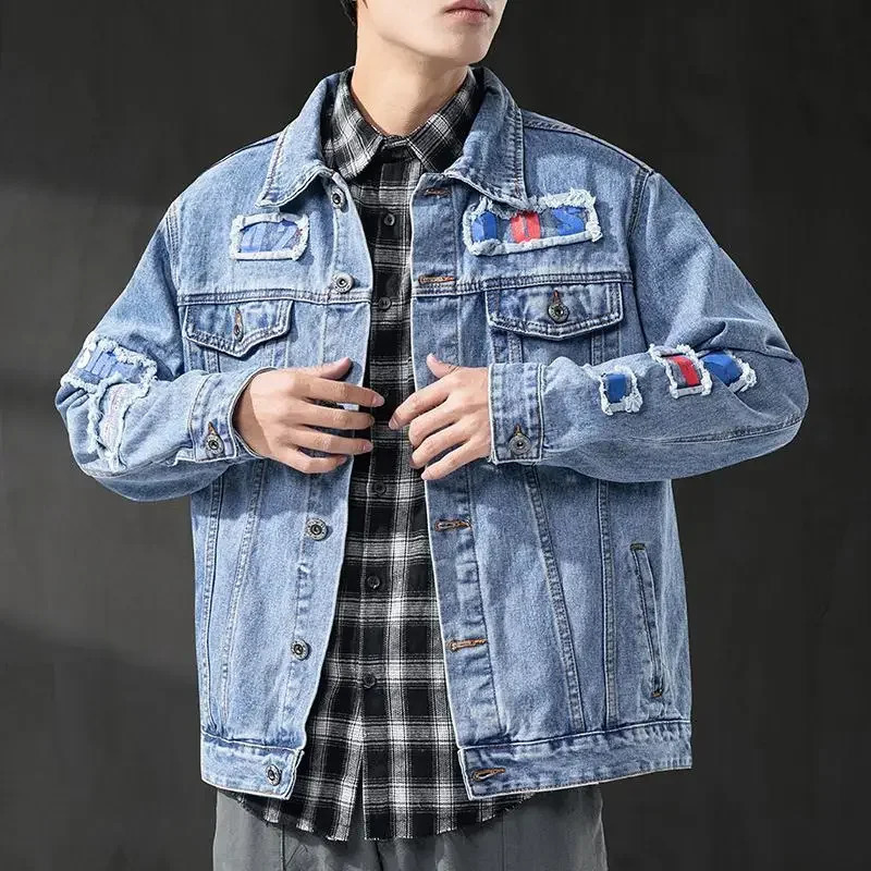 Trendy Denim Jackets Man Ripped With Hole Autumn Lxury of Fabric Fast Delvery In Lowest Price High Quality Cowboy Coat for Men 250529