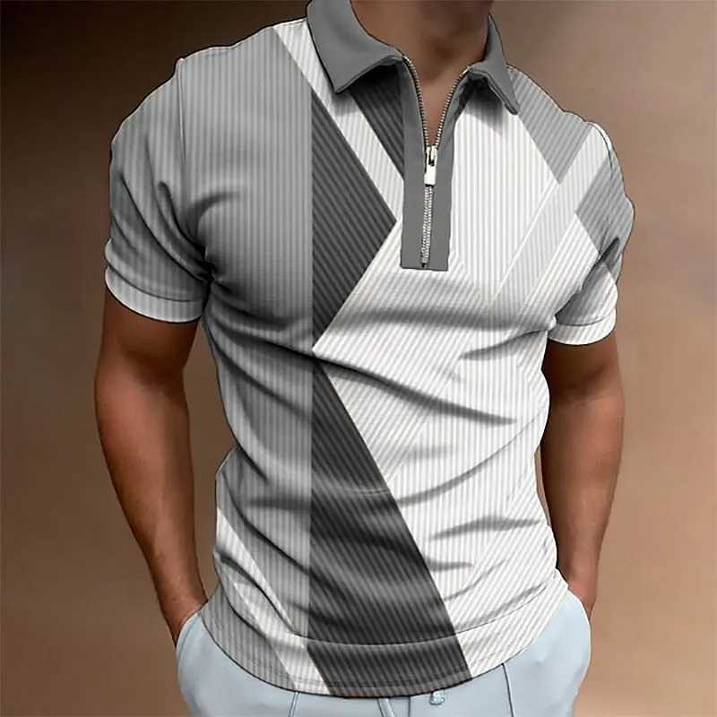 Mens Zipper Polo Shirts 3d Printed Man Lapel Shirts Everyday Male Casual Short Sleeve Tees Top Oversized Button Clothing 5xlXJ250605