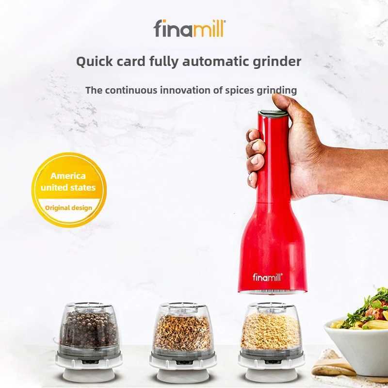 Finamill Electric Pepper Grinder - Rechargeable Battery Powered One-Handed Automatic Salt Spice Mill for Kitchen Home X250605