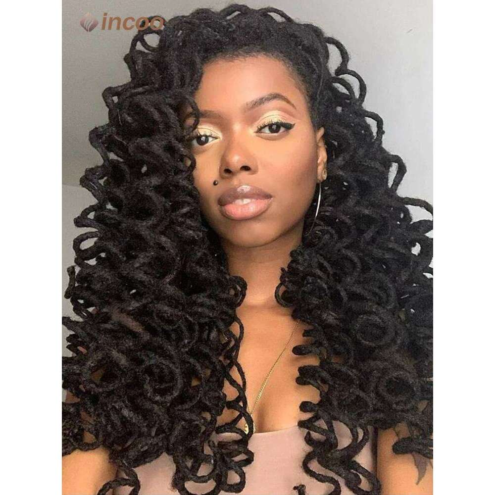 22" Curly Locs Synthetic Dreadlock Cheap On Clearance Sale Box Braids Hair Wig Full Lace Braided Wigs For Black Women
