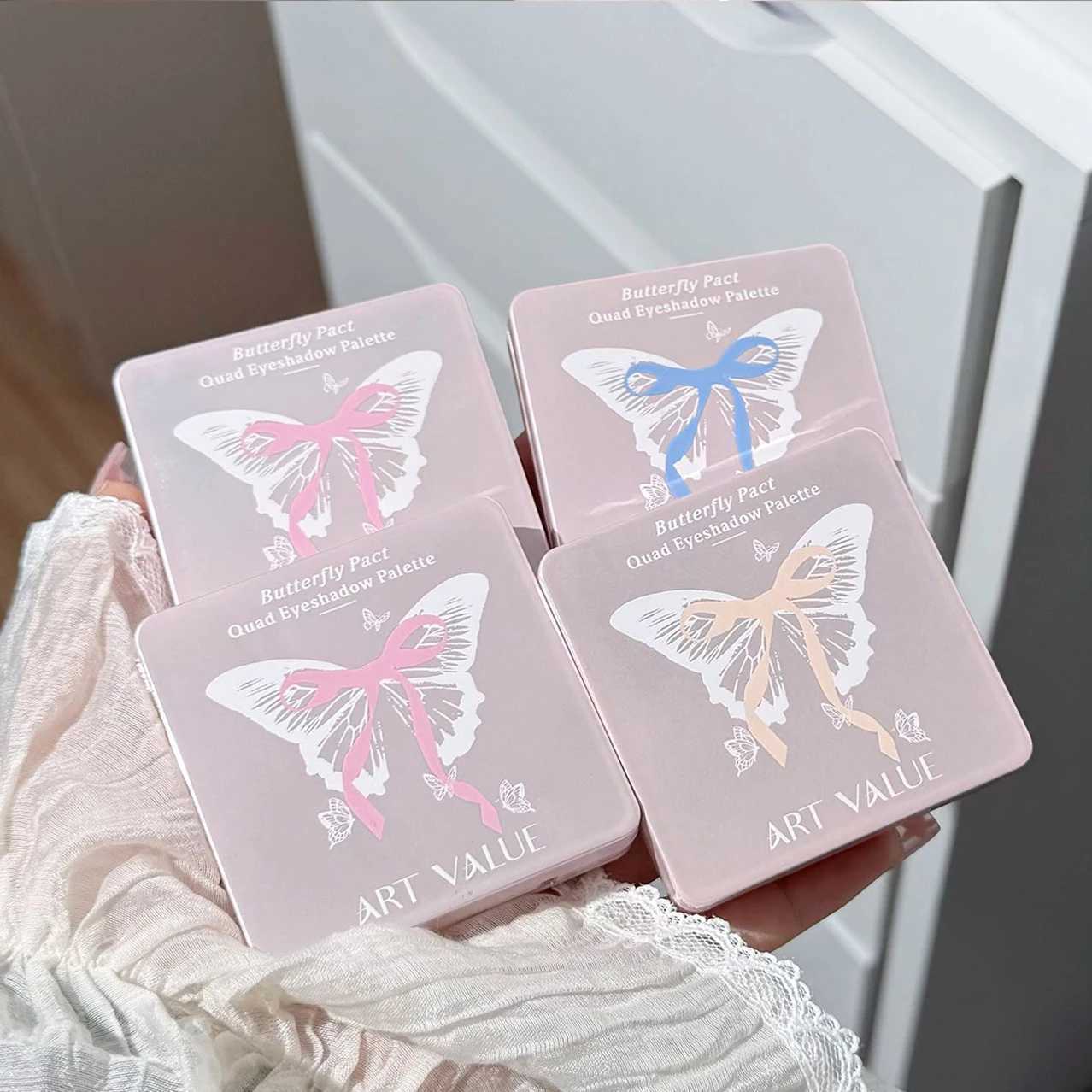 Art Value Butterfly Four-color Eyeshadow Palette Pearlescent Matte Brightening Fine Flash Contouring Blush Palette W250605