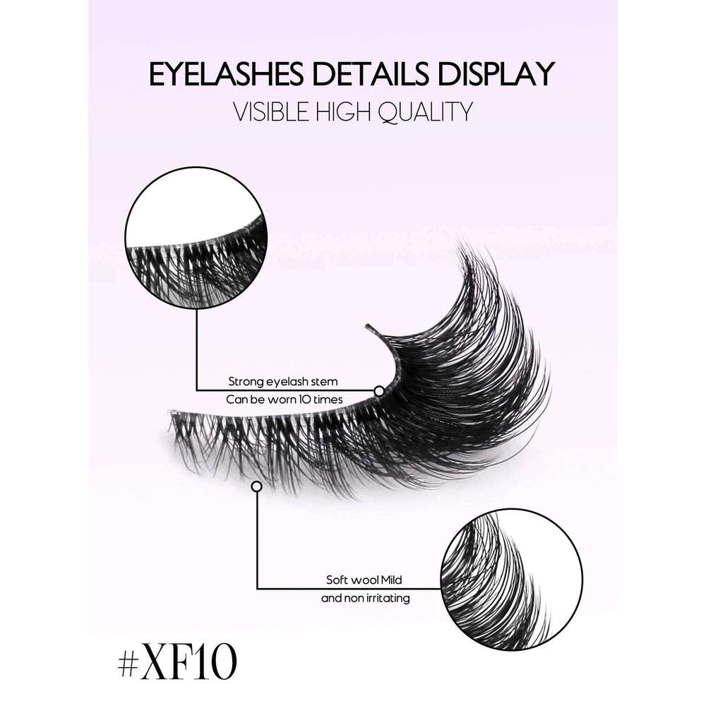 GROINNEYA Cat Natural long Clear Band Lashes Winged End Eye Elongated Faux Mink Eyelashes Makeup free shipping