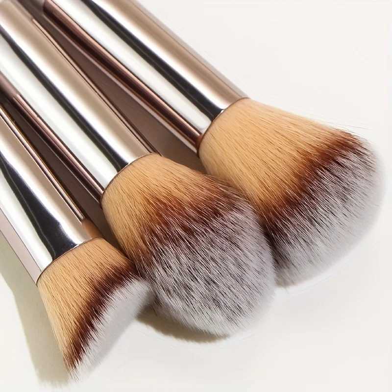 10 Pcs Champagne Gold Makeup Brushes Complete Set of Foundation Loose Powder B Concealer Eye Shadow Professional Set W250605