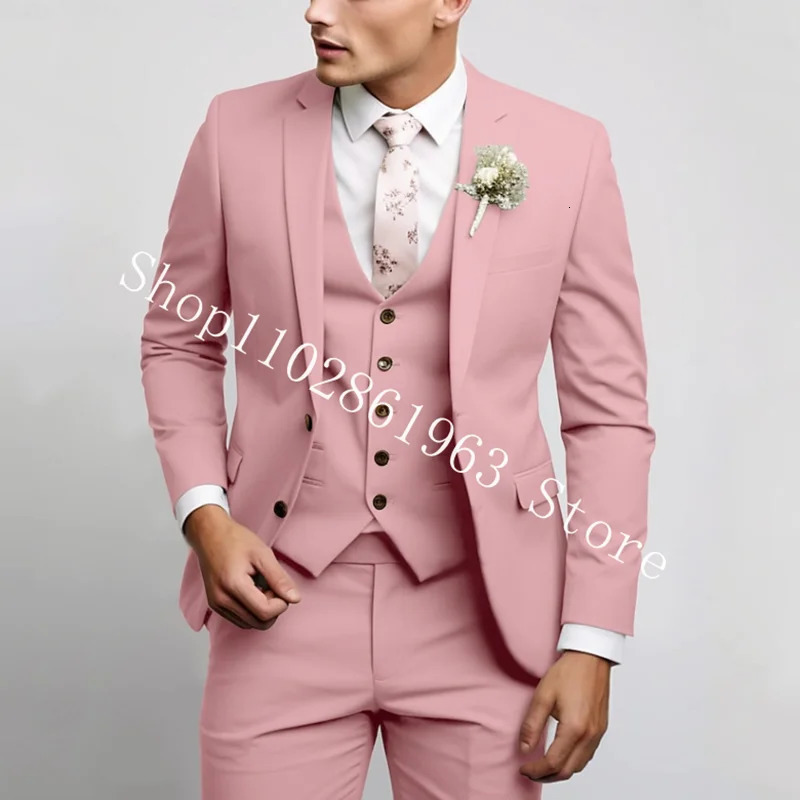 3 Pieces Male Suits Green Elegant Wedding Suits For Men Formal Men Blazer Slim Fit Groom Tuxedos Jacket Costume Homme 250530