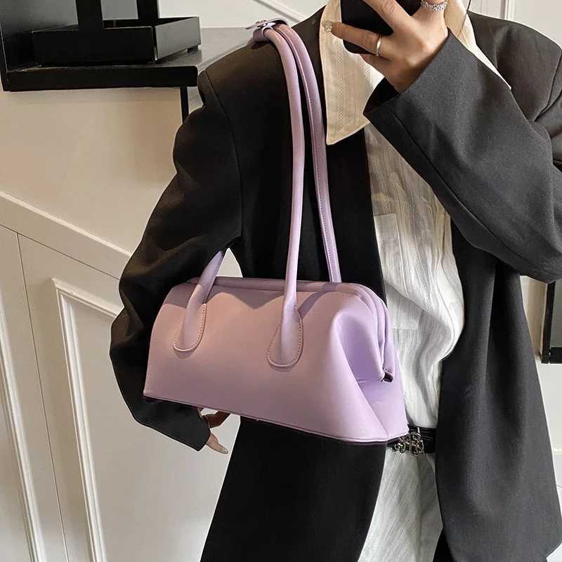 Solid Color PU Leather Underarm Bags For Women 2025 Spring Korean Fi Simple Shoulder Bag Lady Handbags And PursesXJ250605