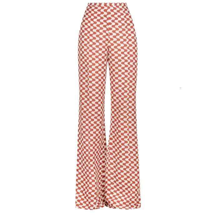 Women's New Fashion Casual Geometric Print Pocket Top Cardigan Flared Pants Set B5